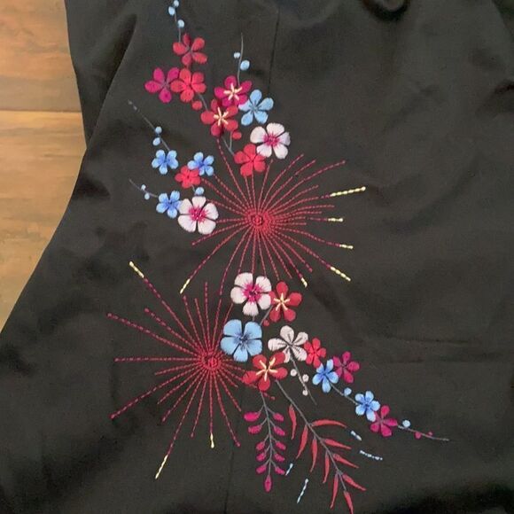 Vintage Y2K Express Black Strapless Floral Embroidered Dress 2000’s Feminine - Picture 8 of 9